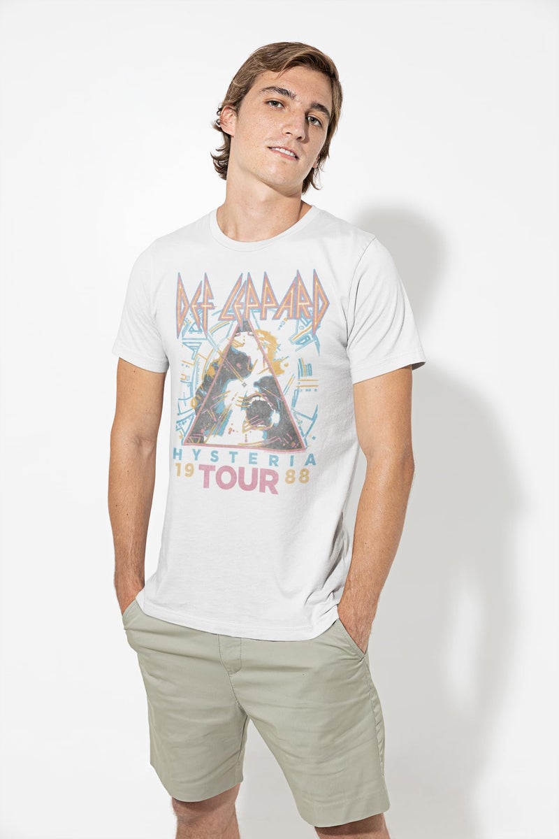 American Classics Def Leppard 1980s Heavy Hair Metal Band Rock & Roll Hysteria '88 Adult T-Shirt, White, Small - Image 3